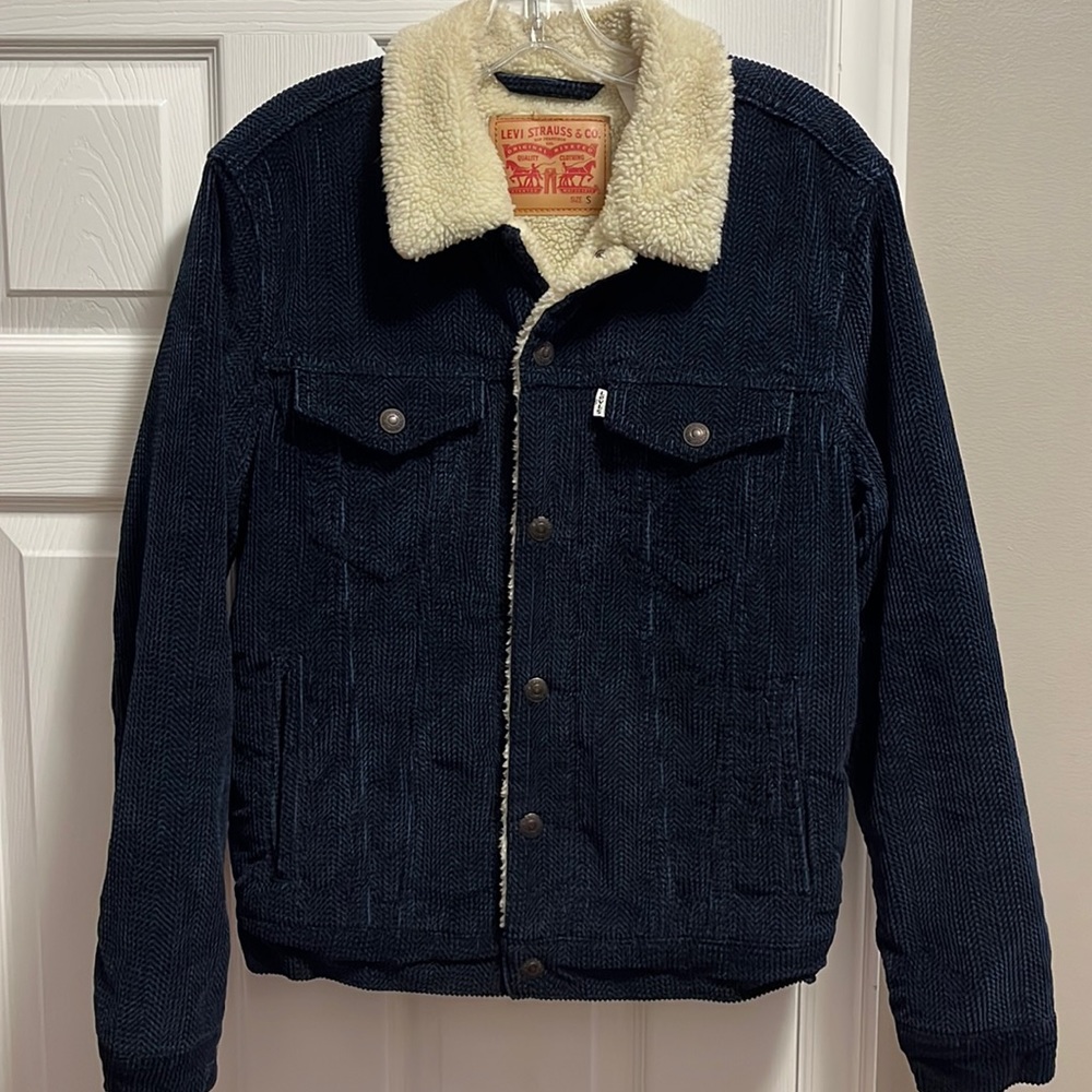 Levi’s Navy Blue Corduroy Sherpa Lined Jacket - White Label